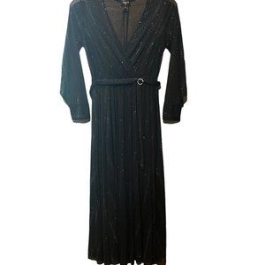 Midnight Blue V-Neck Sparkle Dress